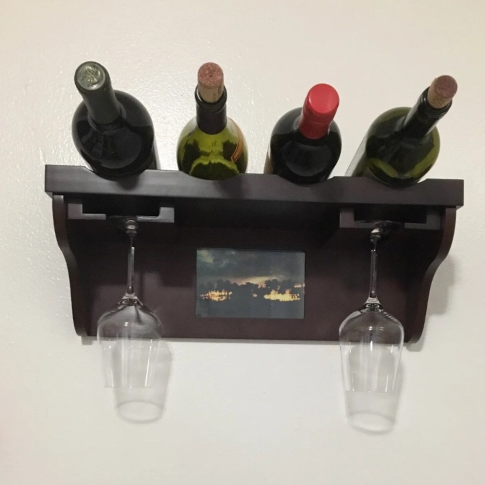 NIB Dark walnut wine rack